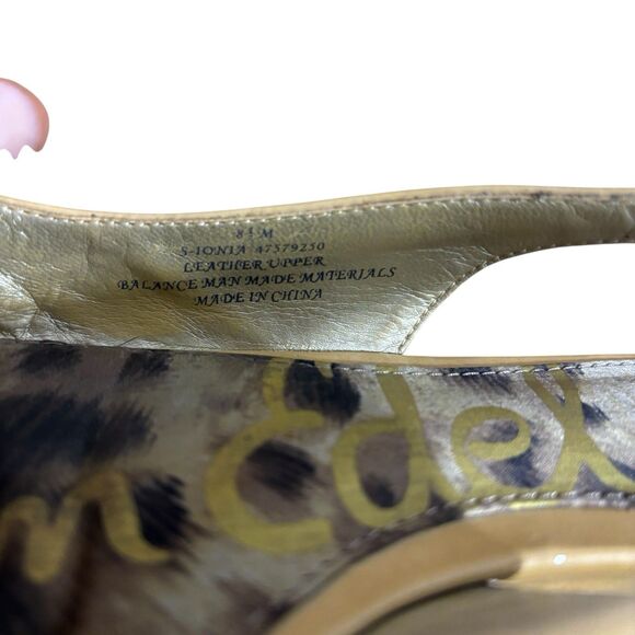 Sam Edelman Flats Women's Sz 8.5 Ionia Tan Slingback Pointed Toe Patent Shoe - Picture 7 of 7